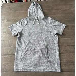 Under Armour Men's Gray Rival Terry Short Sleeve Hoodie Size Small